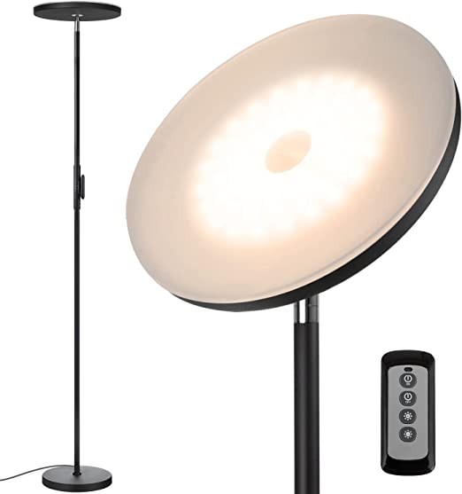 Floor Lamp 30W/2400LM Sky LED Modern Flashlight 3 Color Temp Super Bright Floor Lamp - High Standing Upright Lamp with Remote and Touch Control for Living Room, Bedroom